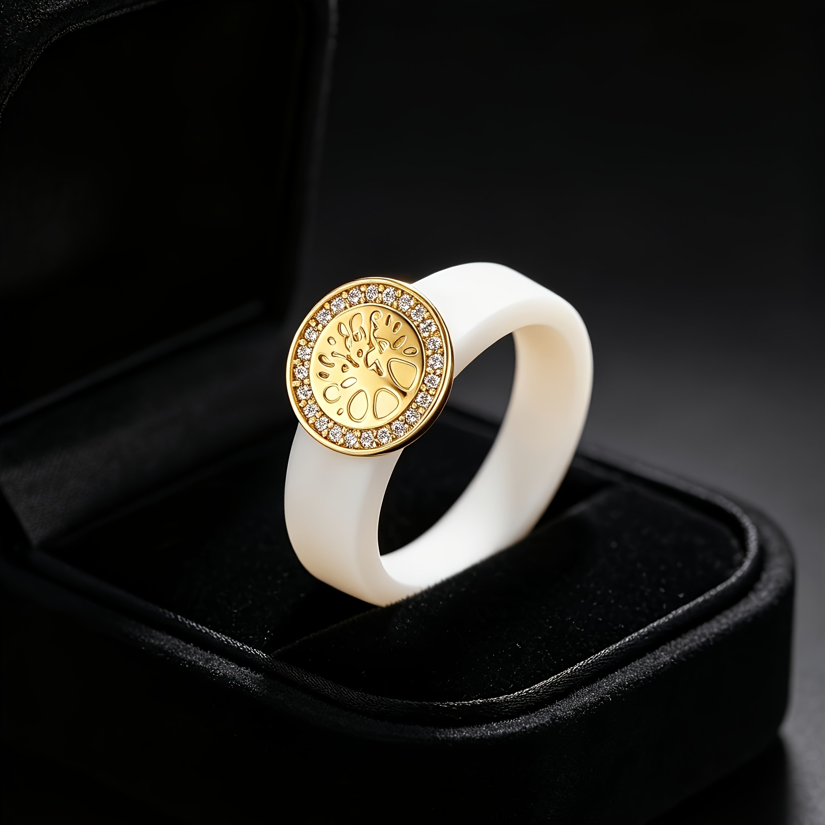 14K Gold-plated Tree of Life Silicone Ring, Unique Vow Ring